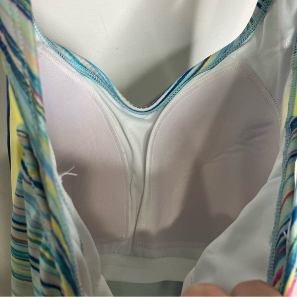 Lands’ End multicolor one piece swimsuit size 10L blue yellow space dyed - Picture 6 of 7